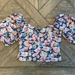 Abercrombie & Fitch Floral Puff Sleeve Blouse